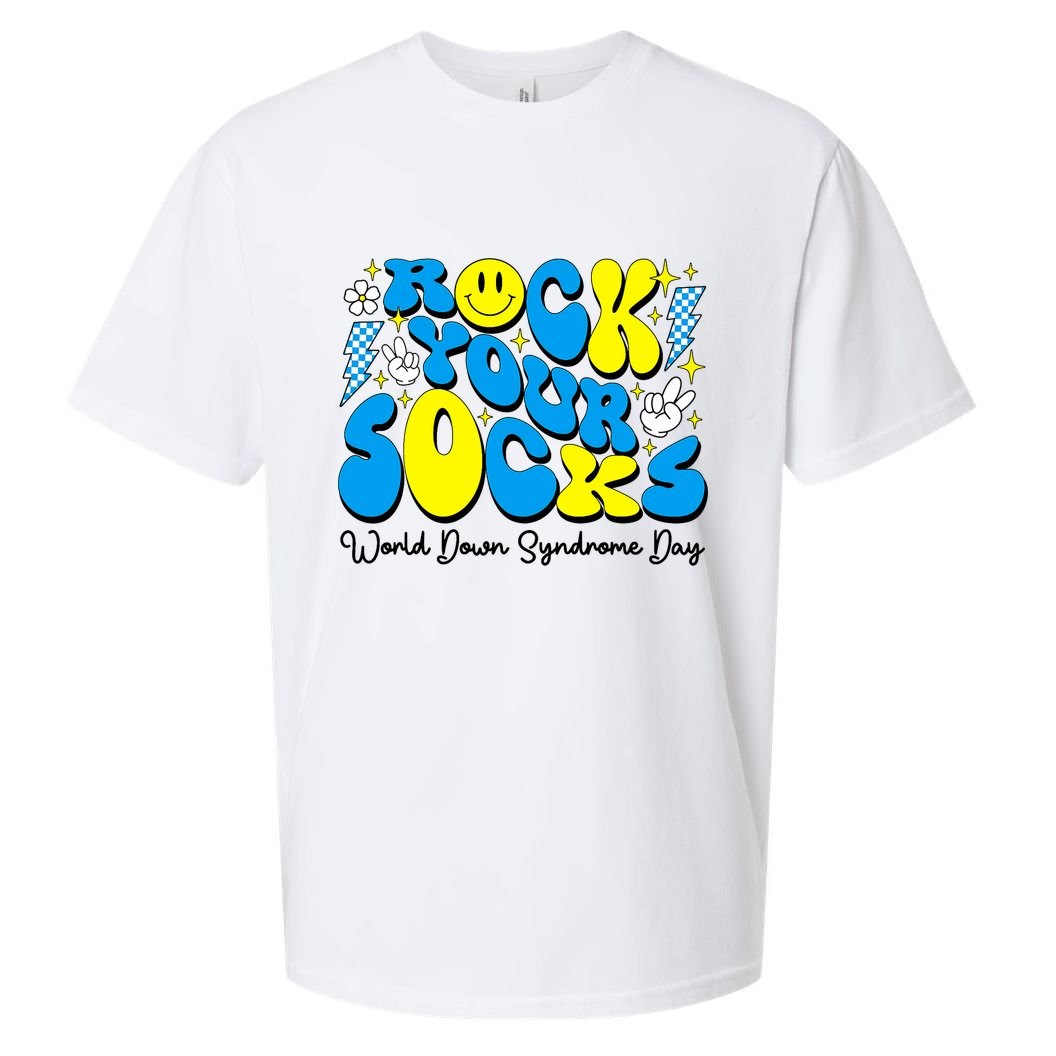 Groovy Rock Your Socks World Down Syndrome Awareness Day Sueded Cloud Jersey T-Shirt