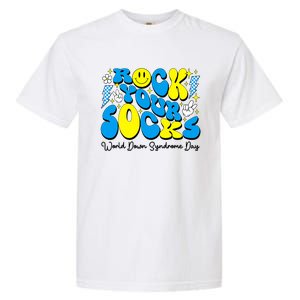 Groovy Rock Your Socks World Down Syndrome Awareness Day Garment-Dyed Heavyweight T-Shirt