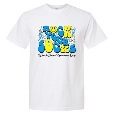 Groovy Rock Your Socks World Down Syndrome Awareness Day Garment-Dyed Heavyweight T-Shirt