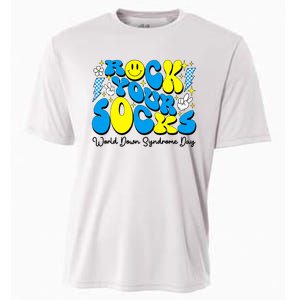 Groovy Rock Your Socks World Down Syndrome Awareness Day Cooling Performance Crew T-Shirt