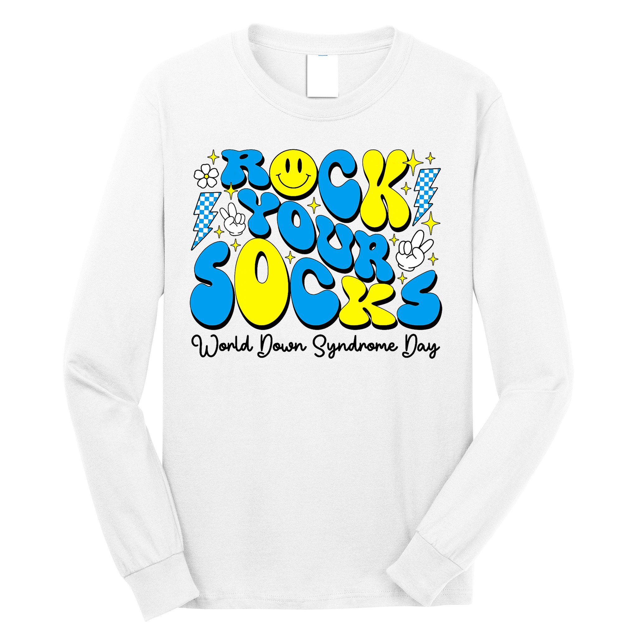 Groovy Rock Your Socks World Down Syndrome Awareness Day Long Sleeve Shirt