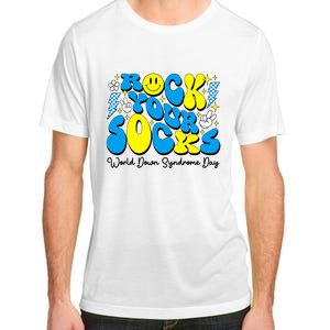 Groovy Rock Your Socks World Down Syndrome Awareness Day Adult ChromaSoft Performance T-Shirt