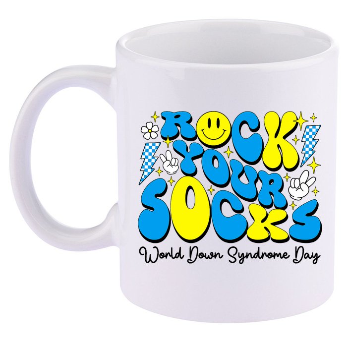 Groovy Rock Your Socks World Down Syndrome Awareness Day 11oz C Handle Ceramic Mug