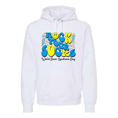 Groovy Rock Your Socks World Down Syndrome Awareness Day Premium Hoodie