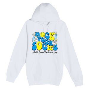 Groovy Rock Your Socks World Down Syndrome Awareness Day Premium Pullover Hoodie