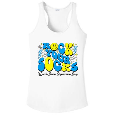 Groovy Rock Your Socks World Down Syndrome Awareness Day Ladies PosiCharge Competitor Racerback Tank