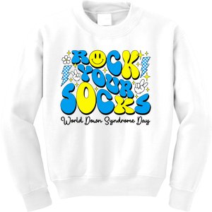 Groovy Rock Your Socks World Down Syndrome Awareness Day Kids Sweatshirt