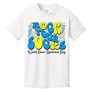 Groovy Rock Your Socks World Down Syndrome Awareness Day Kids T-Shirt