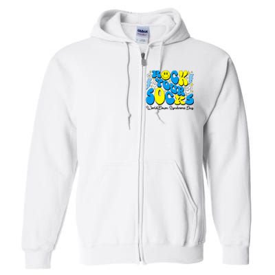 Groovy Rock Your Socks World Down Syndrome Awareness Day Full Zip Hoodie