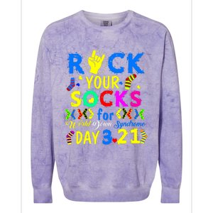 Gifts Rock Your Socks Down Syndrome Day Awareness Colorblast Crewneck Sweatshirt