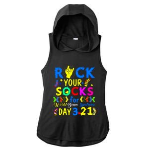 Gifts Rock Your Socks Down Syndrome Day Awareness Ladies PosiCharge Tri-Blend Wicking Draft Hoodie Tank