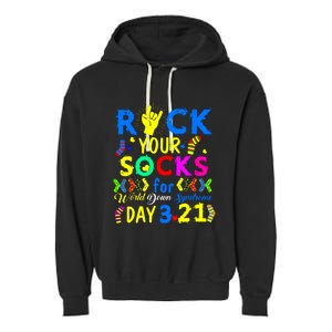 Gifts Rock Your Socks Down Syndrome Day Awareness Garment-Dyed Fleece Hoodie