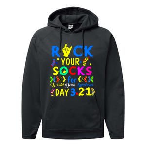 Gifts Rock Your Socks Down Syndrome Day Awareness Performance Fleece Hoodie