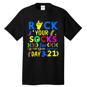 Gifts Rock Your Socks Down Syndrome Day Awareness Tall T-Shirt