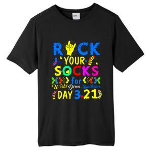 Gifts Rock Your Socks Down Syndrome Day Awareness Tall Fusion ChromaSoft Performance T-Shirt