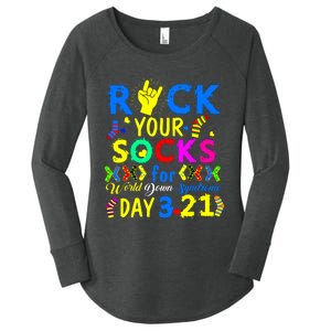 Gifts Rock Your Socks Down Syndrome Day Awareness Women's Perfect Tri Tunic Long Sleeve Shirt