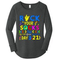 Gifts Rock Your Socks Down Syndrome Day Awareness Women's Perfect Tri Tunic Long Sleeve Shirt