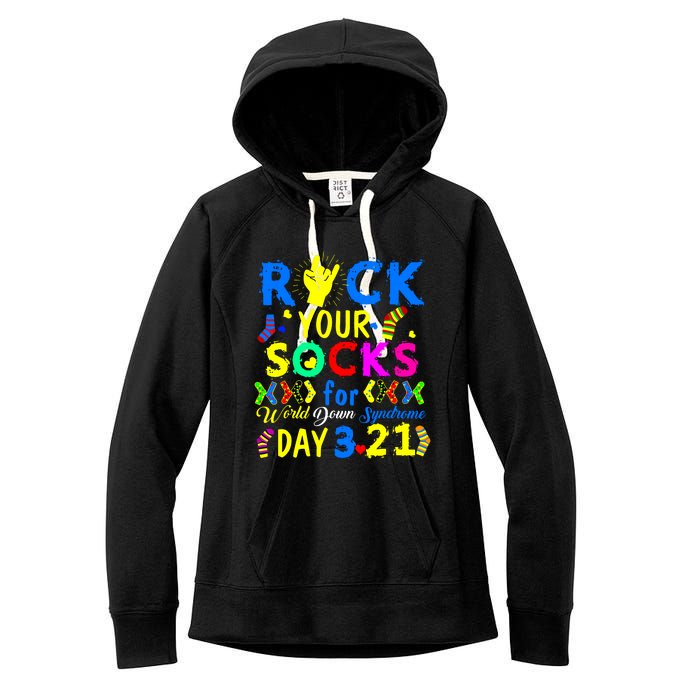 Gifts Rock Your Socks Down Syndrome Day Awareness Women's Fleece Hoodie