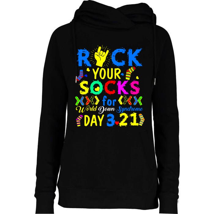 Gifts Rock Your Socks Down Syndrome Day Awareness Womens Funnel Neck Pullover Hood