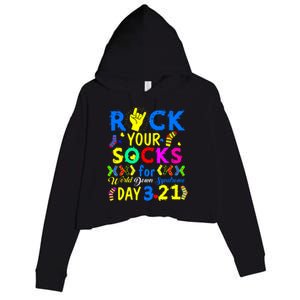 Gifts Rock Your Socks Down Syndrome Day Awareness Crop Fleece Hoodie