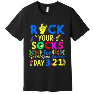 Gifts Rock Your Socks Down Syndrome Day Awareness Premium T-Shirt