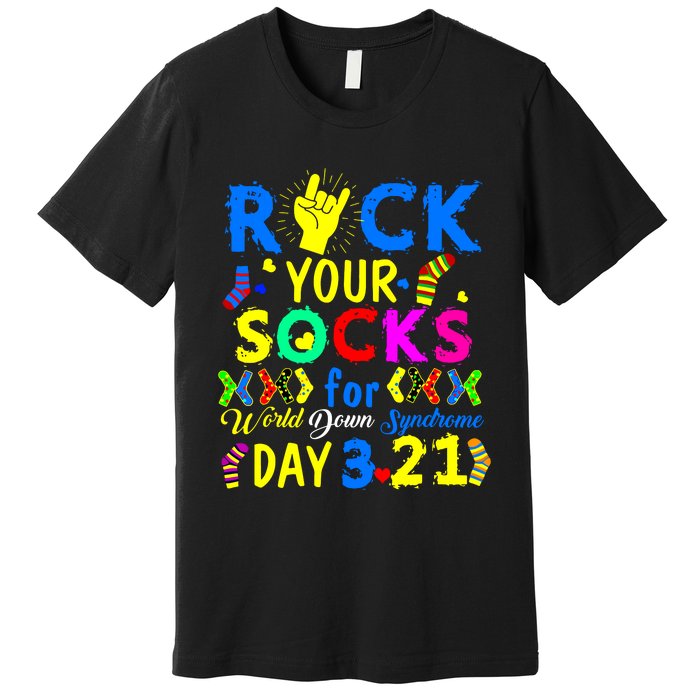 Gifts Rock Your Socks Down Syndrome Day Awareness Premium T-Shirt