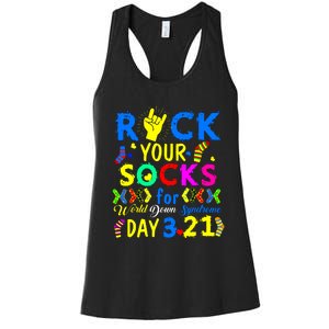 Gifts Rock Your Socks Down Syndrome Day Awareness Women's Racerback Tank