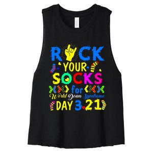 Gifts Rock Your Socks Down Syndrome Day Awareness Women's Racerback Cropped Tank