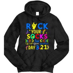 Gifts Rock Your Socks Down Syndrome Day Awareness Tie Dye Hoodie