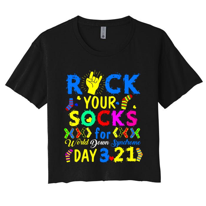 Gifts Rock Your Socks Down Syndrome Day Awareness Women's Crop Top Tee