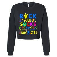 Gifts Rock Your Socks Down Syndrome Day Awareness Cropped Pullover Crew