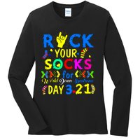 Gifts Rock Your Socks Down Syndrome Day Awareness Ladies Long Sleeve Shirt