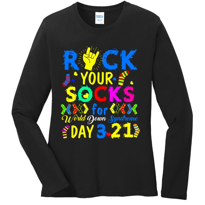 Gifts Rock Your Socks Down Syndrome Day Awareness Ladies Long Sleeve Shirt