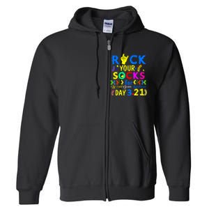 Gifts Rock Your Socks Down Syndrome Day Awareness Full Zip Hoodie