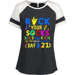 Gifts Rock Your Socks Down Syndrome Day Awareness Enza Ladies Jersey Colorblock Tee