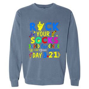 Gifts Rock Your Socks Down Syndrome Day Awareness Garment-Dyed Sweatshirt