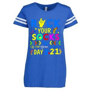 Gifts Rock Your Socks Down Syndrome Day Awareness Enza Ladies Jersey Football T-Shirt