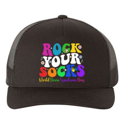 Groovy Rock Your Socks Down Syndrome Awareness Day Wdsd Yupoong Adult 5-Panel Trucker Hat