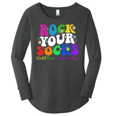 Groovy Rock Your Socks Down Syndrome Awareness Day Wdsd Women's Perfect Tri Tunic Long Sleeve Shirt