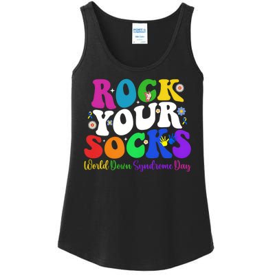 Groovy Rock Your Socks Down Syndrome Awareness Day Wdsd Ladies Essential Tank