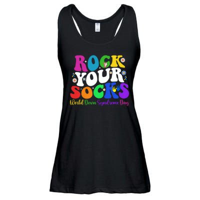 Groovy Rock Your Socks Down Syndrome Awareness Day Wdsd Ladies Essential Flowy Tank