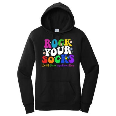 Groovy Rock Your Socks Down Syndrome Awareness Day Wdsd Women's Pullover Hoodie