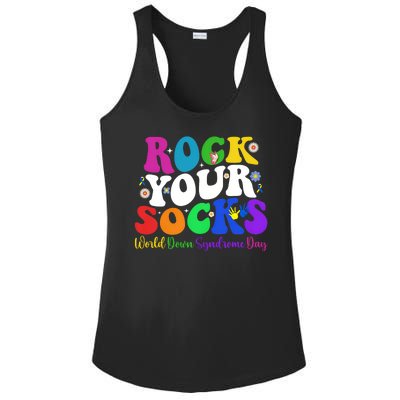 Groovy Rock Your Socks Down Syndrome Awareness Day Wdsd Ladies PosiCharge Competitor Racerback Tank