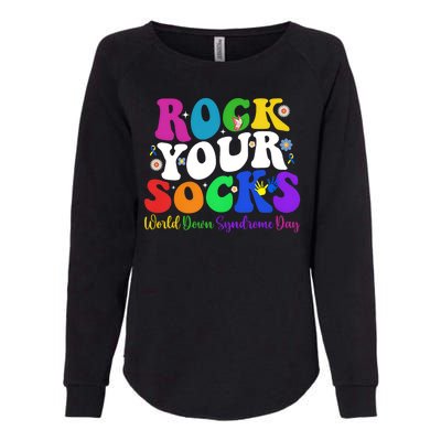 Groovy Rock Your Socks Down Syndrome Awareness Day Wdsd Womens California Wash Sweatshirt