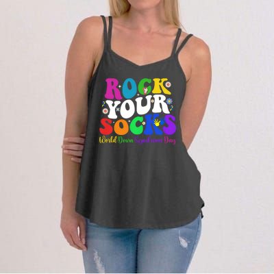 Groovy Rock Your Socks Down Syndrome Awareness Day Wdsd Women's Strappy Tank