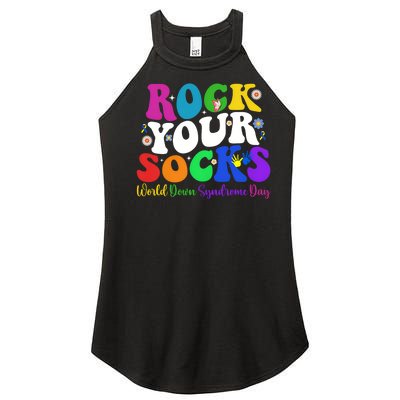 Groovy Rock Your Socks Down Syndrome Awareness Day Wdsd Women's Perfect Tri Rocker Tank