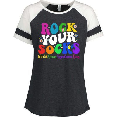 Groovy Rock Your Socks Down Syndrome Awareness Day Wdsd Enza Ladies Jersey Colorblock Tee