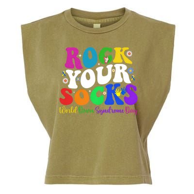 Groovy Rock Your Socks Down Syndrome Awareness Day Wdsd Garment-Dyed Women's Muscle Tee