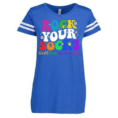 Groovy Rock Your Socks Down Syndrome Awareness Day Wdsd Enza Ladies Jersey Football T-Shirt