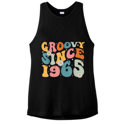 Groovy Since 1965 60th Birthday Retro Born In 1965 Ladies PosiCharge Tri-Blend Wicking Tank